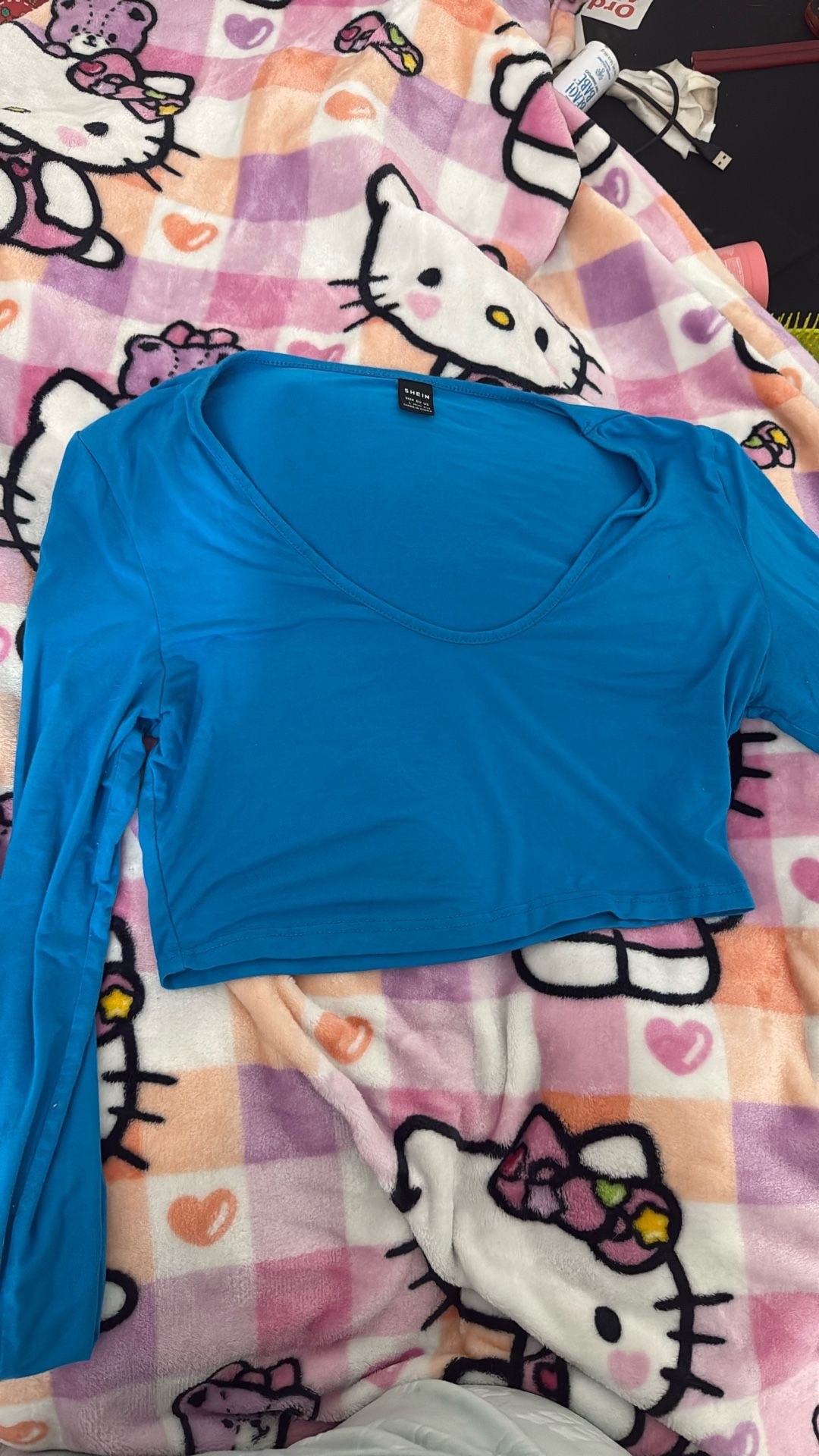 blue crop shirt