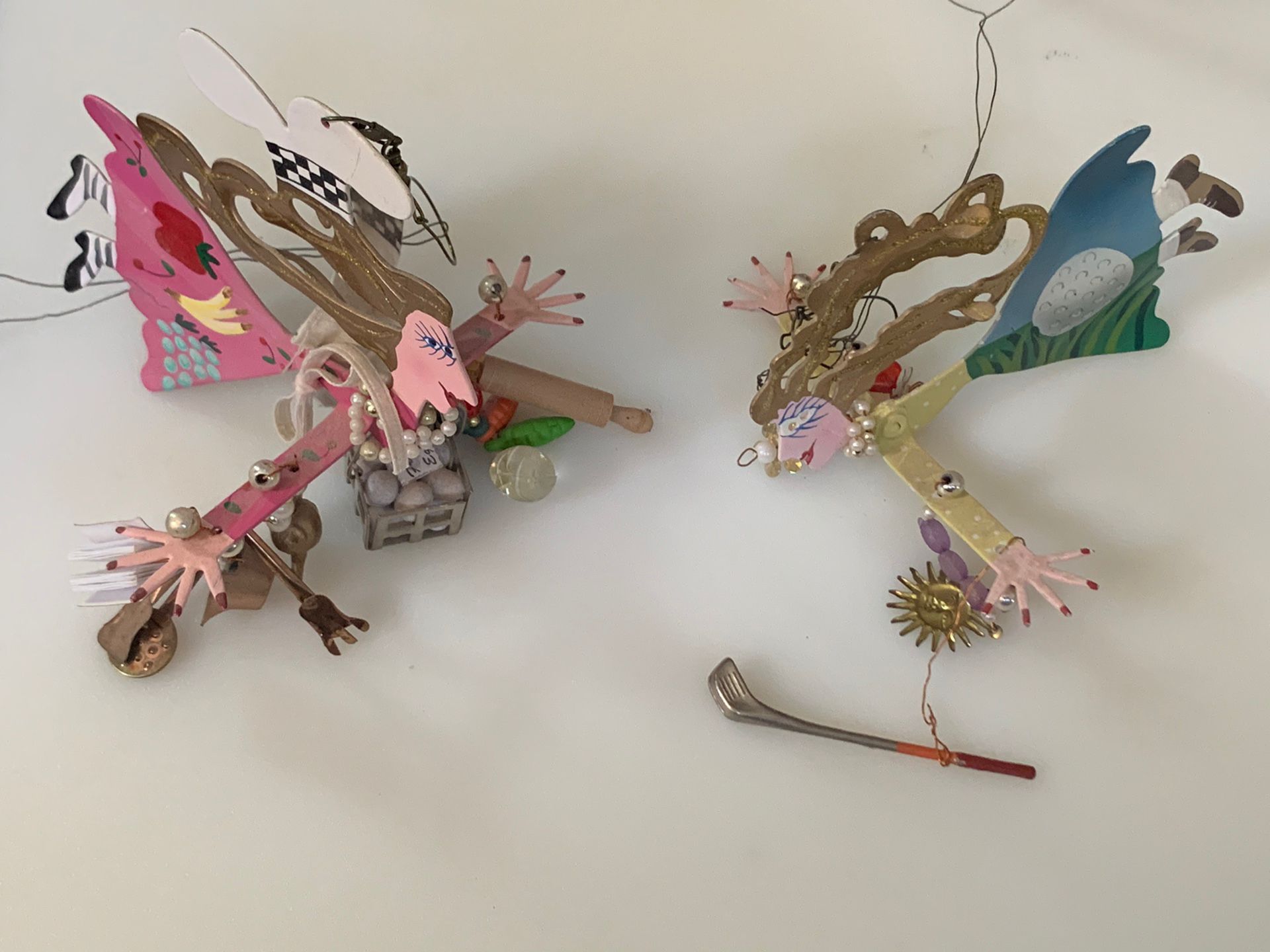 2 Karen Rossi Silvestri Fanciful Flights Ornaments - Chef & Golfer Woman