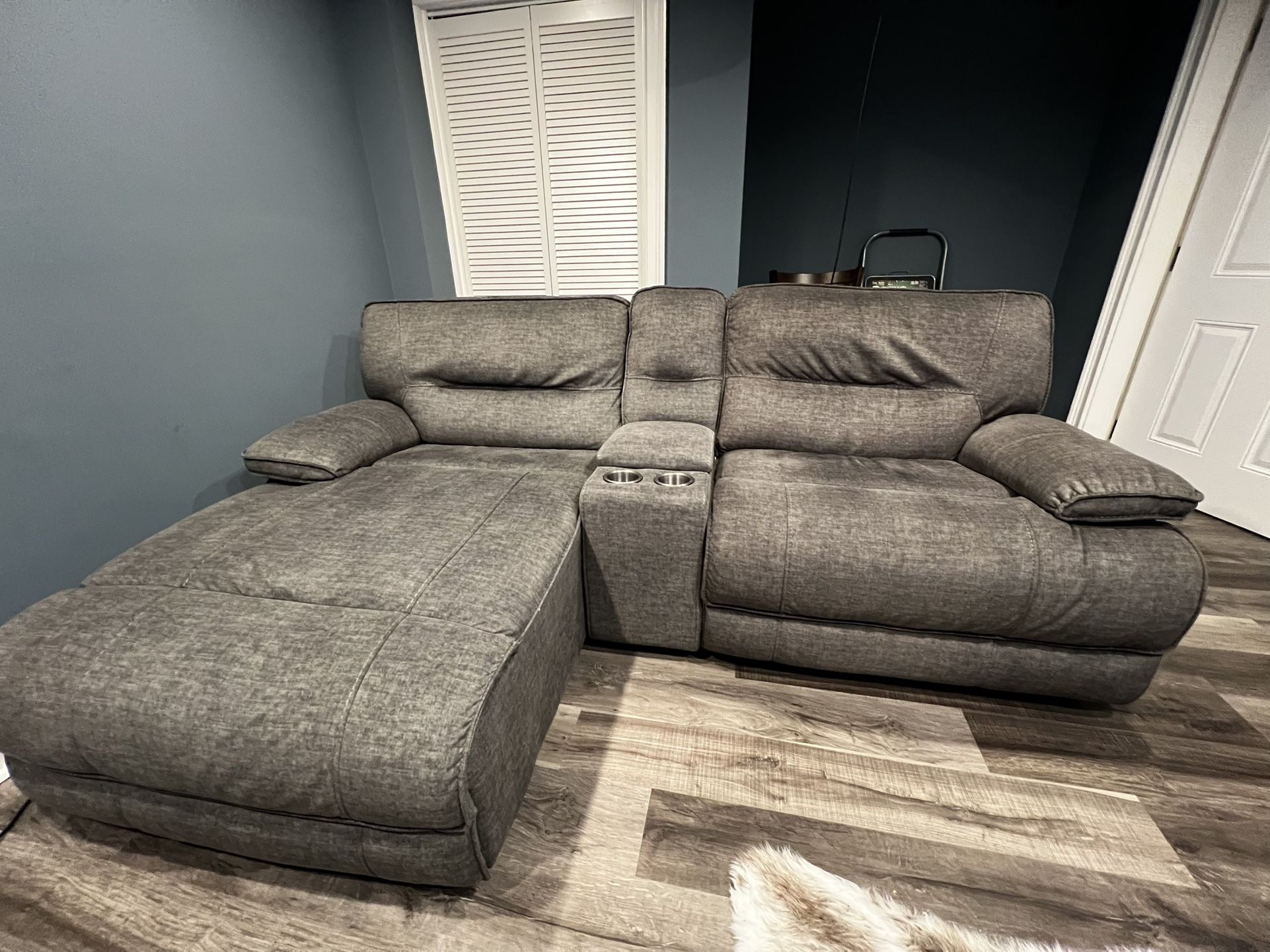 Power Reclining Sofa With Chaise and Console 