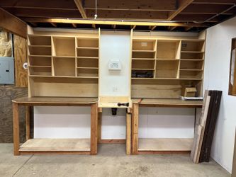 Wood table with shelves
