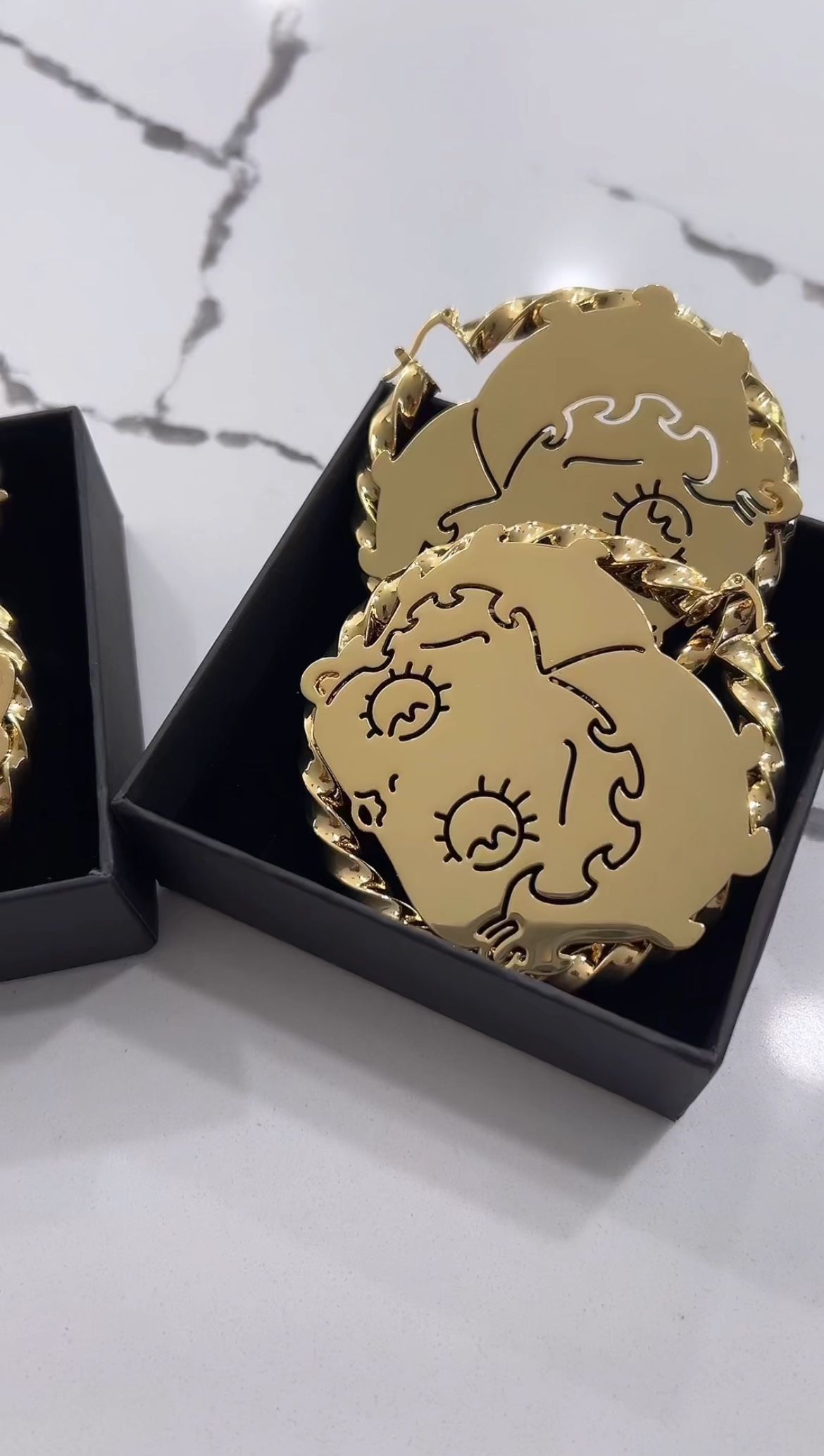 Gold Betty Boop Hoop Earring 