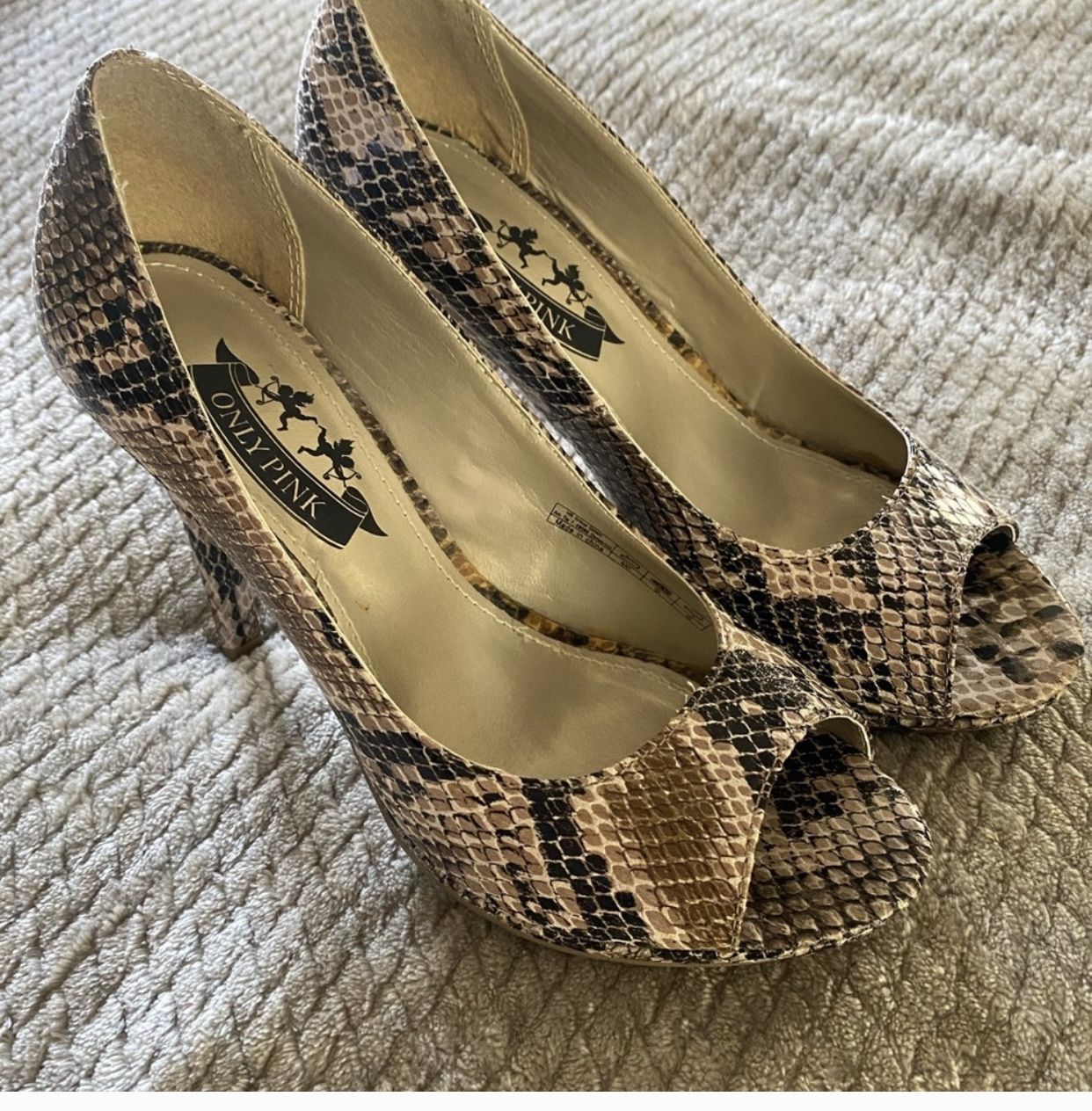 Faux Snakeskin Heels