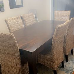 *NEED GONE* Dark Wood Solid Table W/6 Chairs