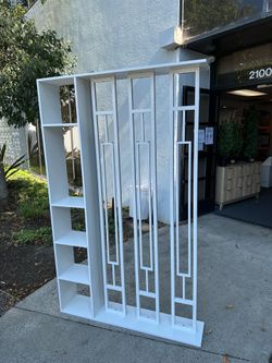 New 64”x48” White Room Divider 4 Shelves Room Divider Wall Partition