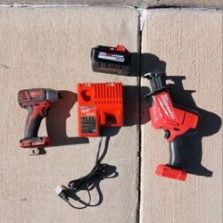 Milwaukee Sawzall and Impact Drill W/ Battery and Charger