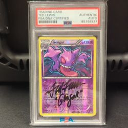 2015 Pokémon Gengar Reverse Holo Autograph Ted Lewis Voice Of Gengar PSA Authentic