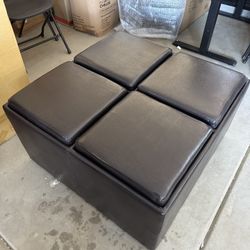 New Coaster Wood & Faux Leather Storage Cocktail Ottoman in Dark Brown (Espresso)