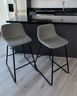 Grey Faux Leather Counter Stools