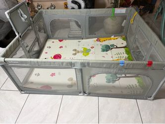 Large Baby Playpen with Play Mat - Like New