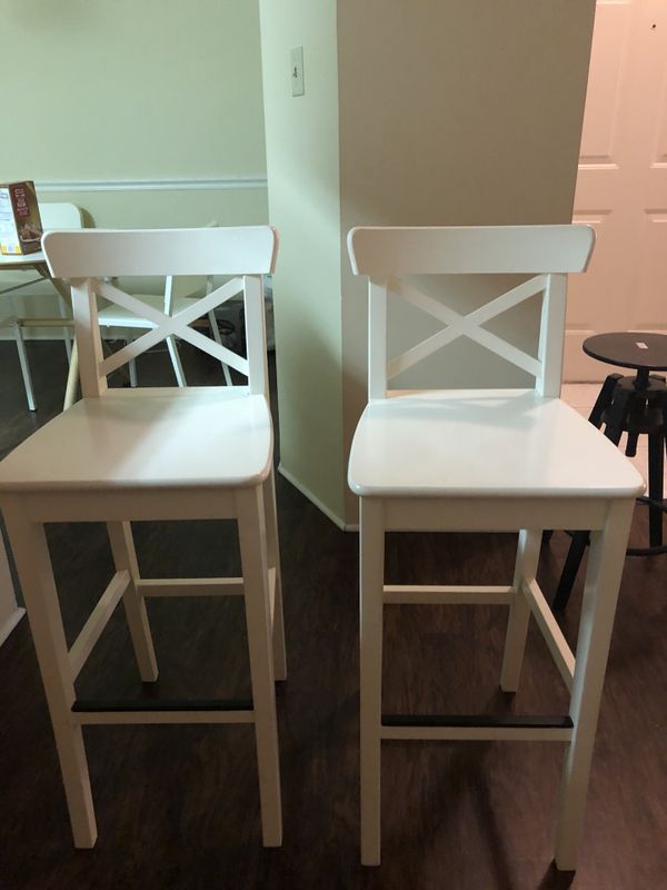 Ikea Ingolf Bar Stool With Backrest White 24 3 4 For In Ikea Ingolf Bar Stool With Backrest White 24 3 4