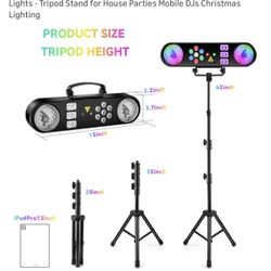 DJ Party Lights with Stand: Complete 5IN1 Light Bar System - Sound Activated Disco Ball UV Blacklight Strobe LED Par & Pattern Lights - Tripod Stand f
