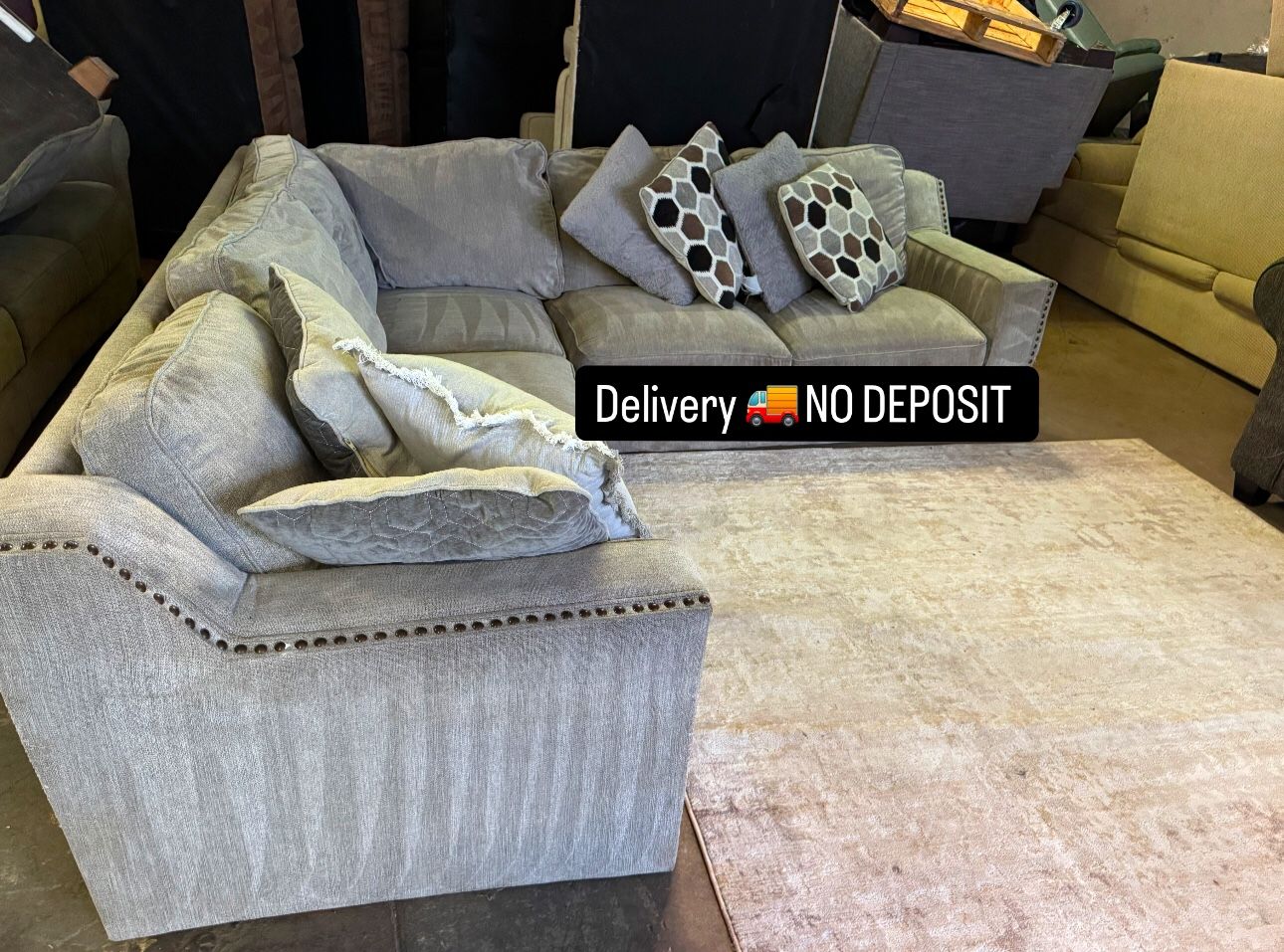L Shaped Grey Sectional Couch