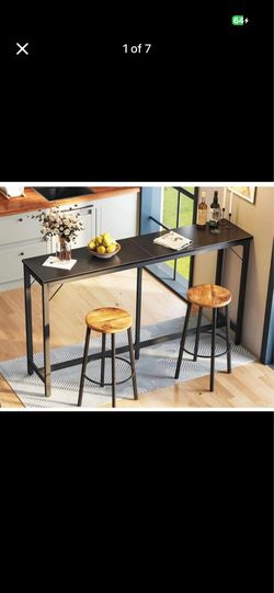 71" Bar Height Table – Rustic Brown/Black, New in Box