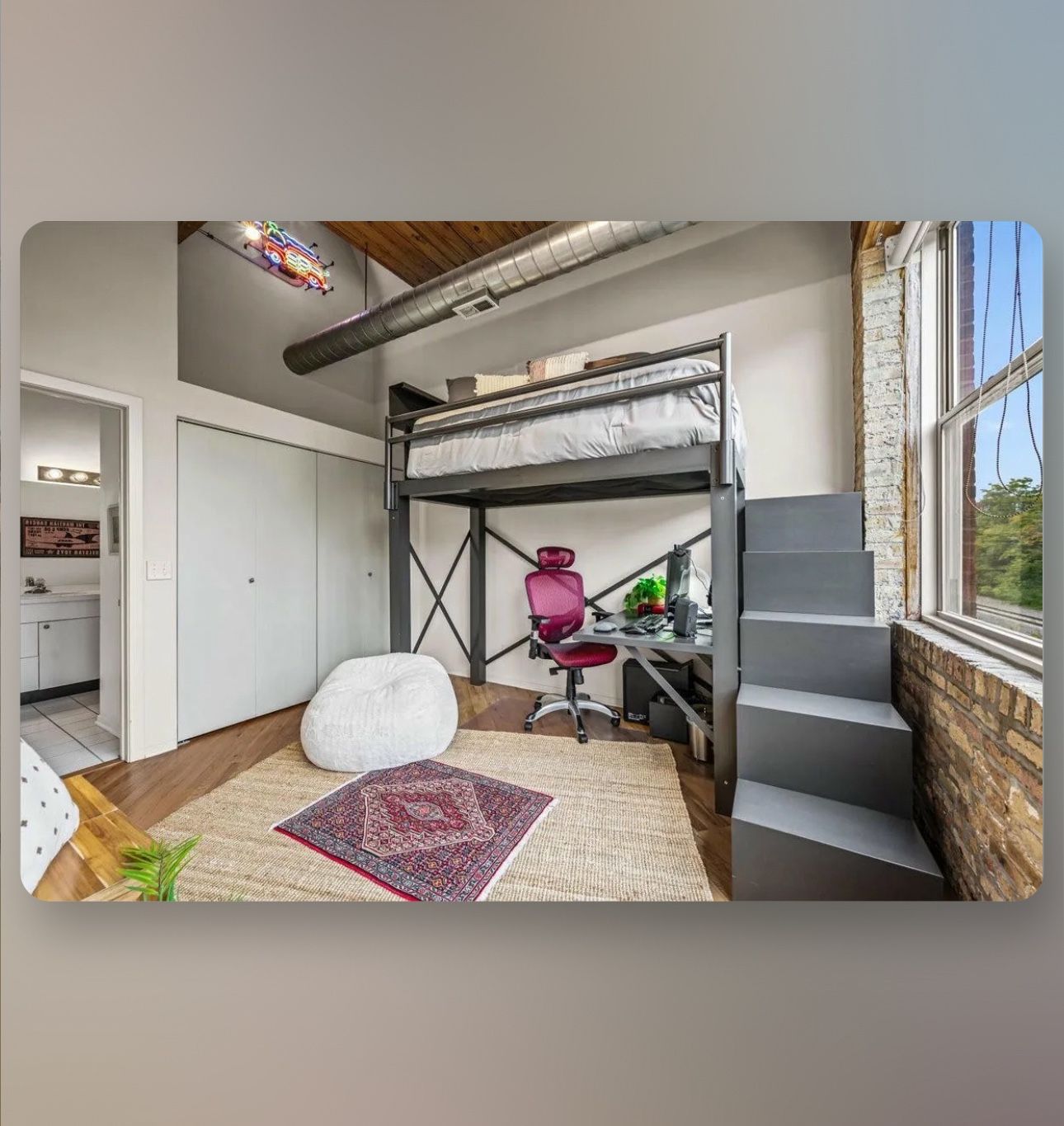 Francis Lofts & Bunks Twin XL Adult Loft Bed - Desk+Headboard+Stairs