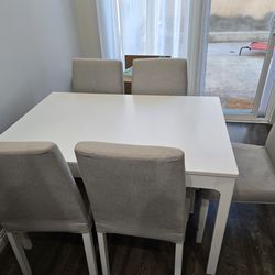 Ikea extendable table and 5 chairs