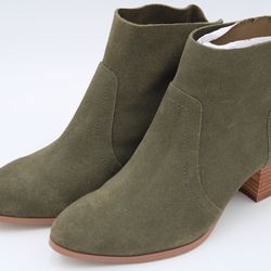 Violet & Red “Cupid” Bootie – Olive Green Suede – Size 6