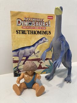 1987 COMPLETE Playskool Definitely Dinosaurs STRUTHIOMIMUS/GRAK/BOOK VTG