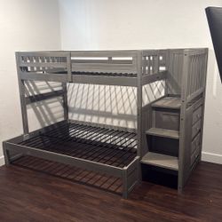 Twin-Over-Full Bunk Bed With Storage Stairs – Great Condition