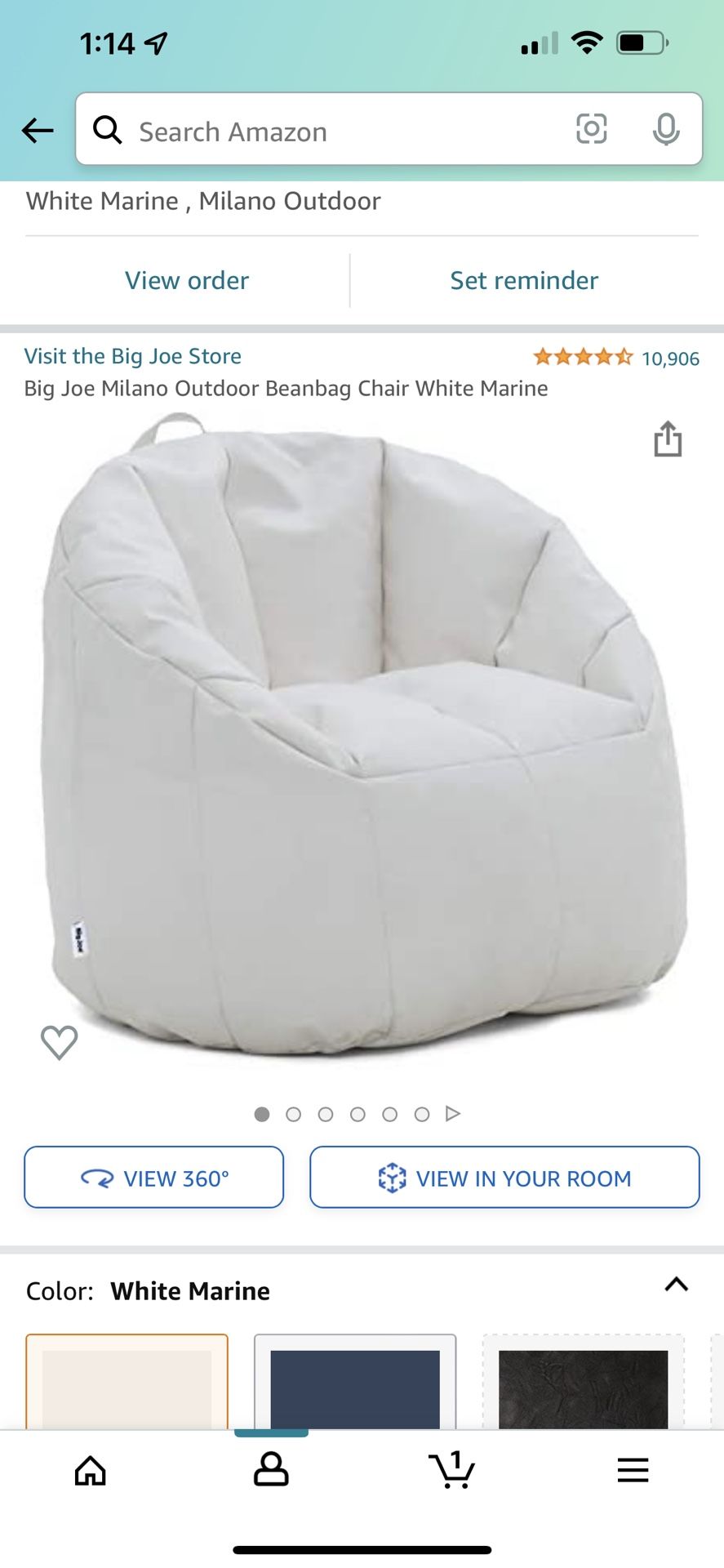 Big Joe Milano Outdoor Beanbag Chair White Marine