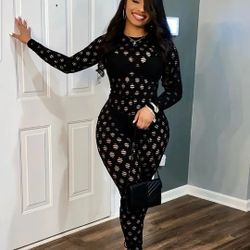 Hollow Zip Back Jumpsuit, Sexy Bodycon Long Sleeve Long Length Jumpsuit