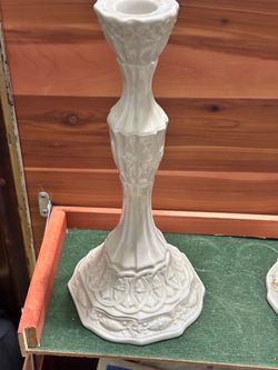 Vintage White Porcelain Candlestick Holders