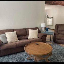 Faux Leather Couch And recliner, Color Coffee 
