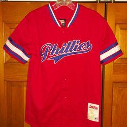 LARGE 18 INCHES PIT TO PIT PHILADELPHIA PHILLIES  JERSEY BY STITCHES  WITH SEWN ON LETTERS AND LOGO 