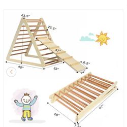 Foldable Wooden Climbing Triangle for Toddler Baby