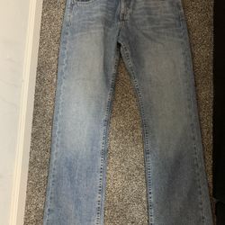 Vintage Blue Denim Low Rise Five-Pockets Distressed Light Wash Levi 527 Boot Cut W33 L32 Men’s Pants