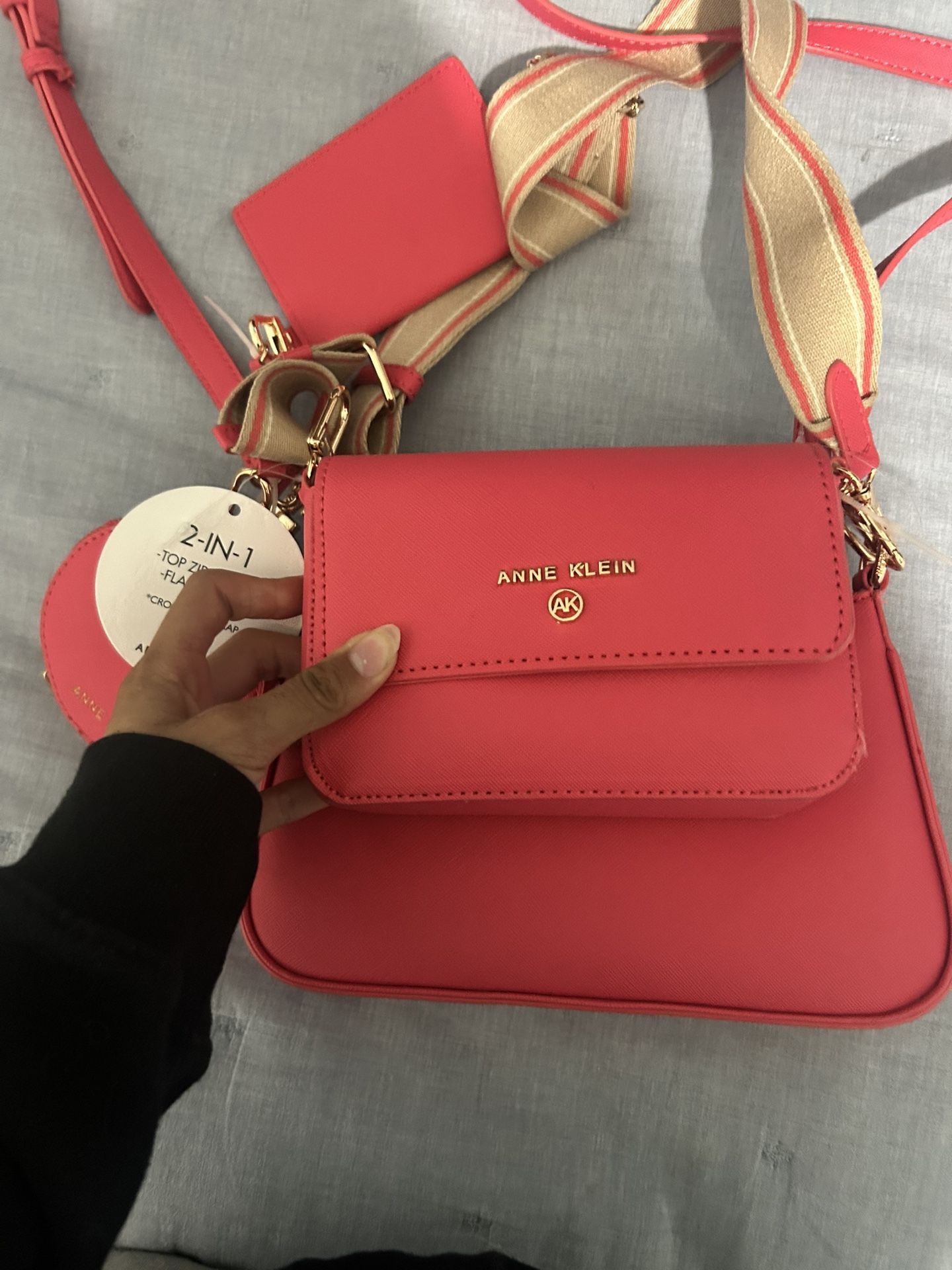 Anne Klein 2-in-1 Crossbody (Hot Pink)