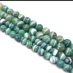 Botswana Green Stripe Agate 8mm Loose Beads (1 strand 15”-16”)