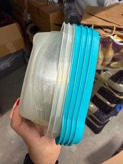 Plastic Food Storage Containers with Blue Lids – Multiple Sizes