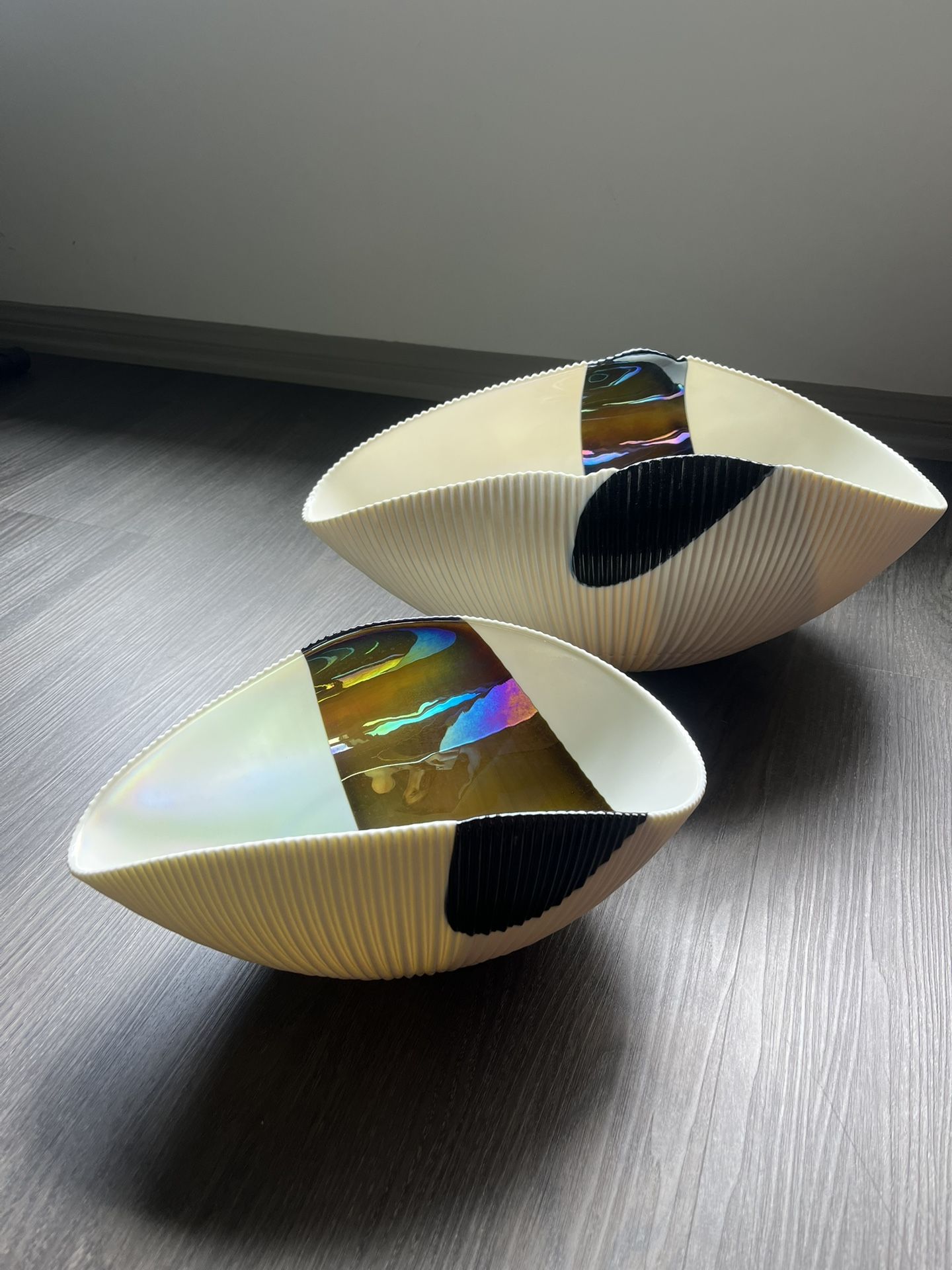 Murano Hand-Blown Pleated Glass Bowls – Made in Italy – Small & Medium