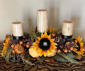 Large Fall Floral/Candle Holder Table Decor