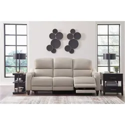 Ashley Furniture Leather Power Reclining Sofa, Grey