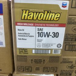 Havoline 10W30 High Mileage Synthetic 6 Gallons 