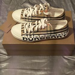 Burberry Logo Print Vintage Check Cotton Sneakers Women’s SIZE EUR 40 UK 6