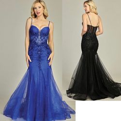New With Tags Sequin Corset Bodice Mermaid Long Formal Dress & Prom Dress $239