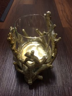 Golden Coral candle holder