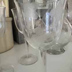 vintage crystal glass set with pitcher