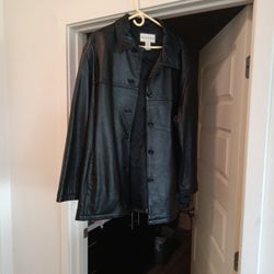  Black Leather Women's Coat Size 24