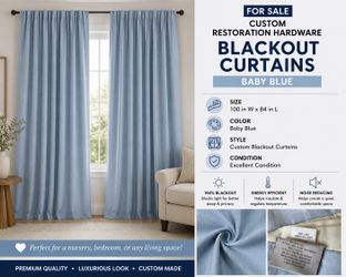 For Sale: Custom Restoration Hardware Blackout Curtains