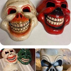 Handmade Wood 4 Skulls 