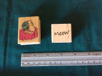 2 cat rubber stamps