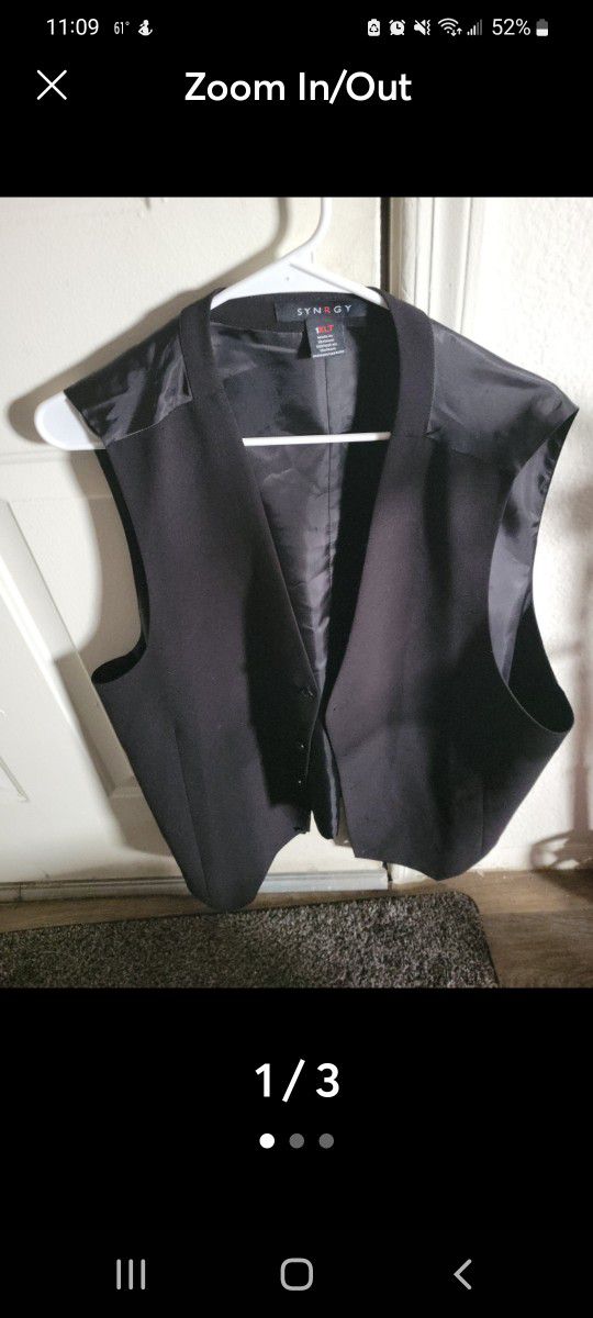 Men's Adjustable Black Vest 1XLT 