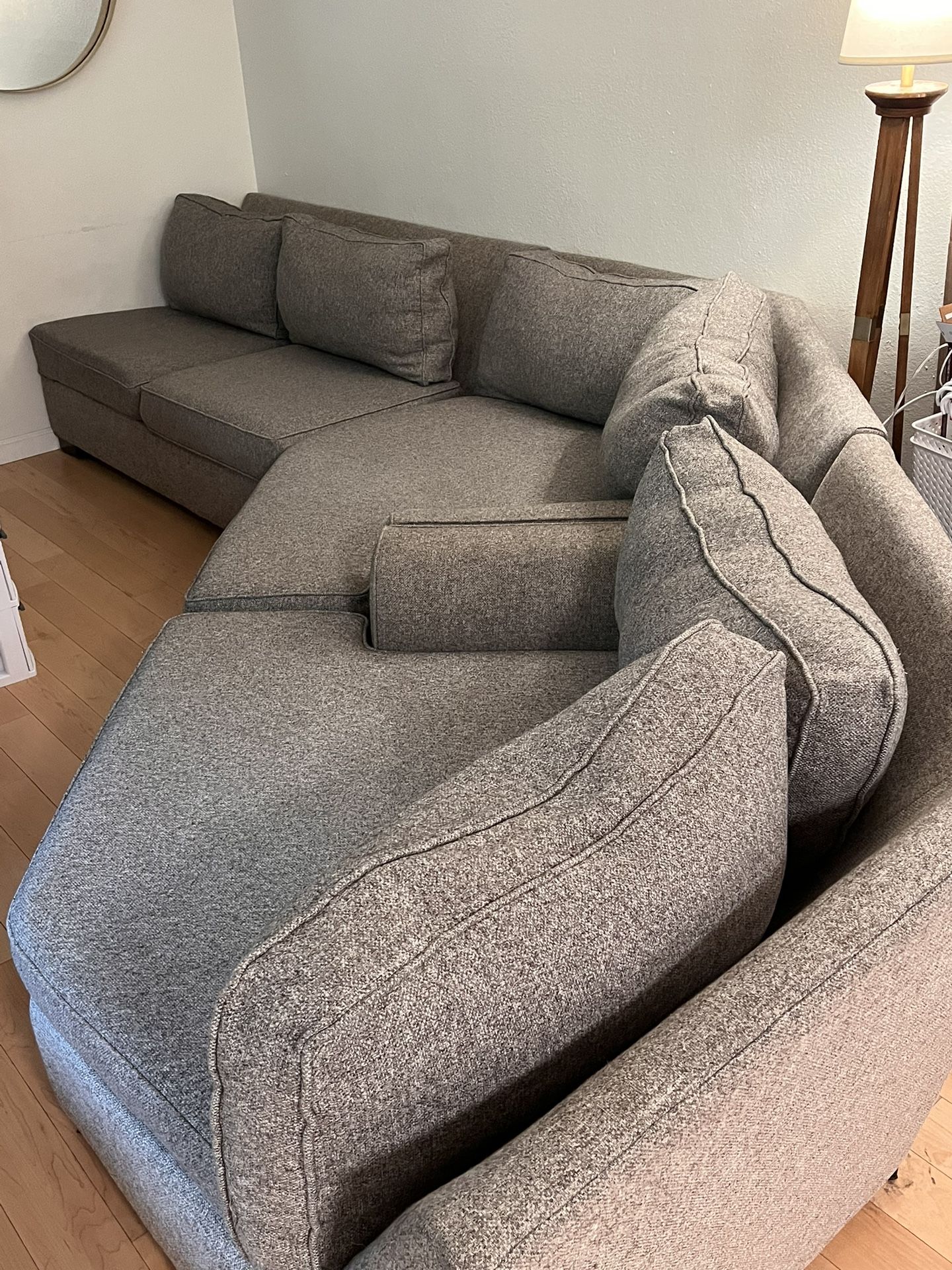3 Piece Sectional Grey Couch