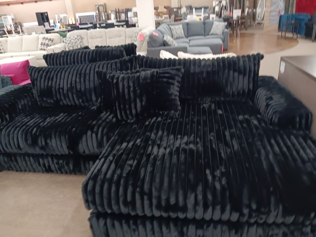 Black Corduroy Sectional