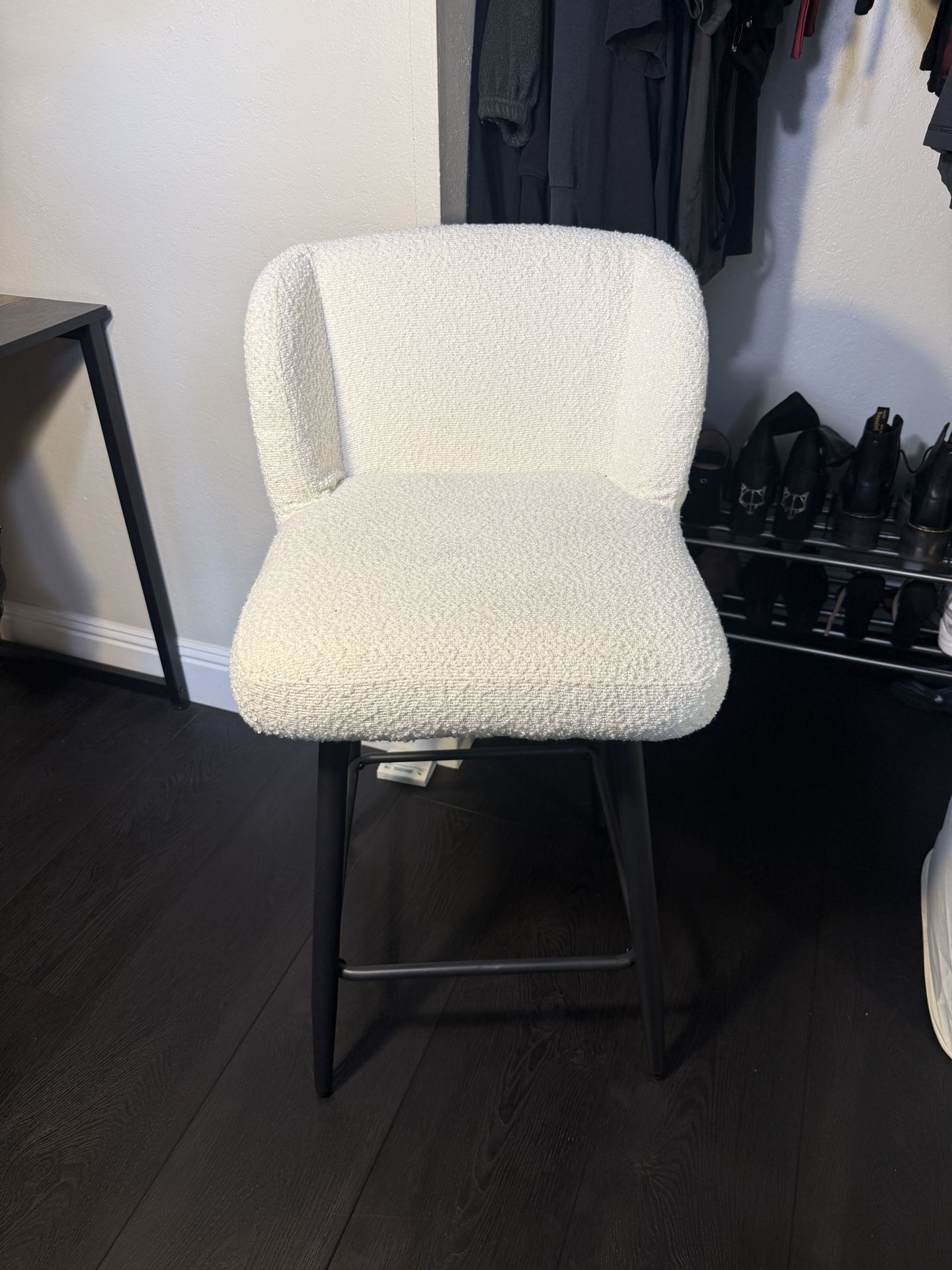 Fleece White Vanity Chair/ Stool