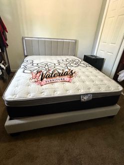 New Queen bed frame with mattress