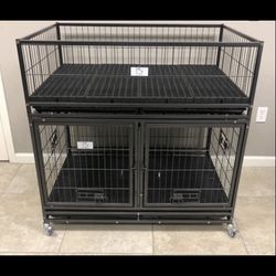 43 Inch Dog Kennel On Bottom And Whelping Kennel On Top